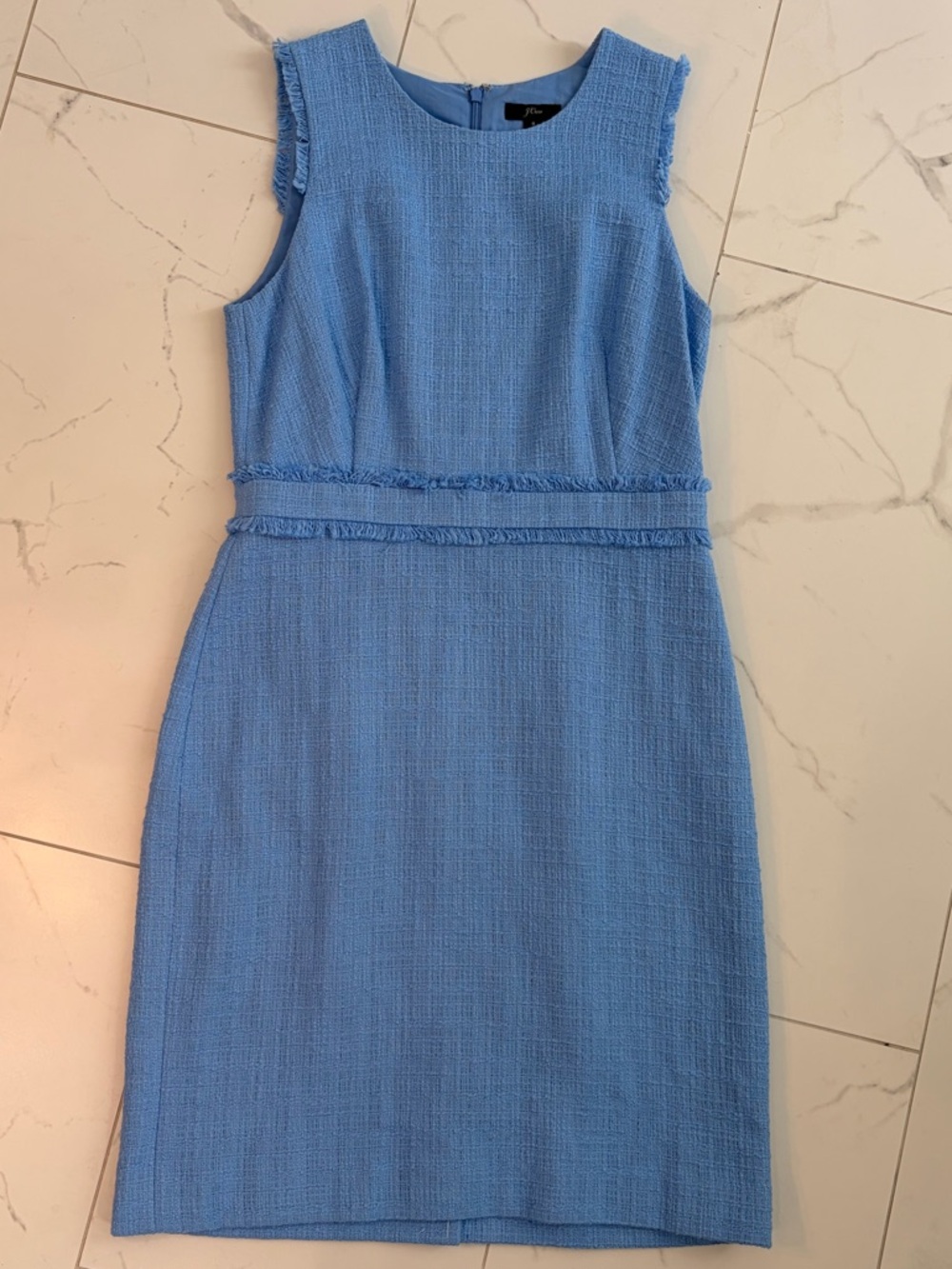 JCREW - NWOT, tweed. Sz 8. Sleeveless Light Blue Sheath Dress